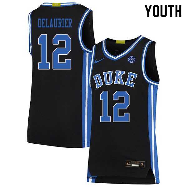 2020 Youth #12 Javin DeLaurier Duke Blue Devils College Basketball Jerseys Sale-Black - Click Image to Close
